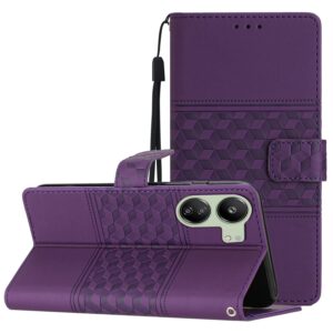 Tel1 Xiaomi Poco C65 / Xiaomi Redmi 13C 4G / 5G Diamond Embossed Skin Feel Θήκη Βιβλίο - Purple