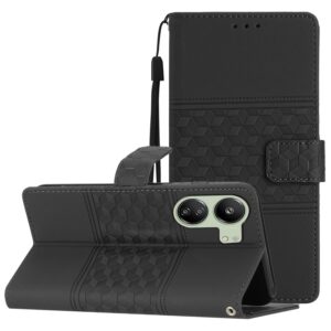 Tel1 Xiaomi Poco C65 / Xiaomi Redmi 13C 4G / 5G Diamond Embossed Skin Feel Θήκη Βιβλίο - Black