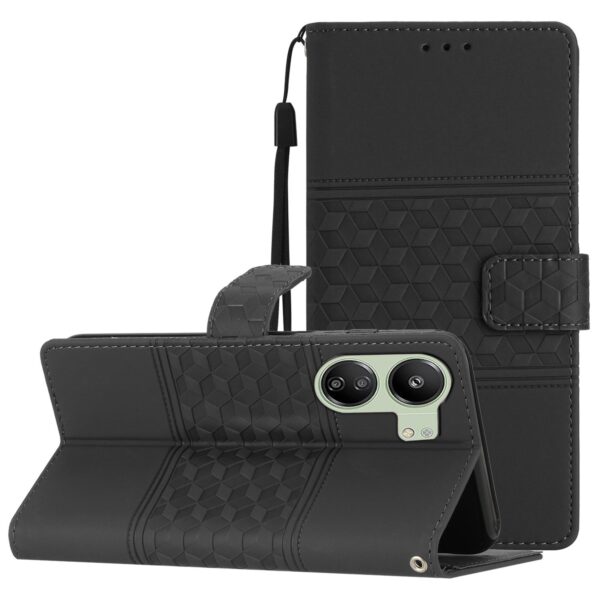 Tel1 Xiaomi Poco C65 / Xiaomi Redmi 13C 4G / 5G Diamond Embossed Skin Feel Θήκη Βιβλίο - Black