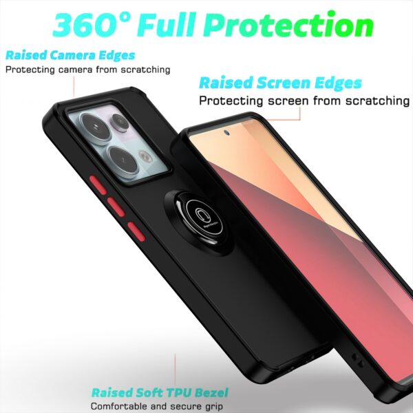 Forcell Xiaomi Redmi Note 13 Pro 5G / Xiaomi Poco X6 5G Q Shadow Ring Holder Θήκη Σιλικόνης Φιμέ - Black