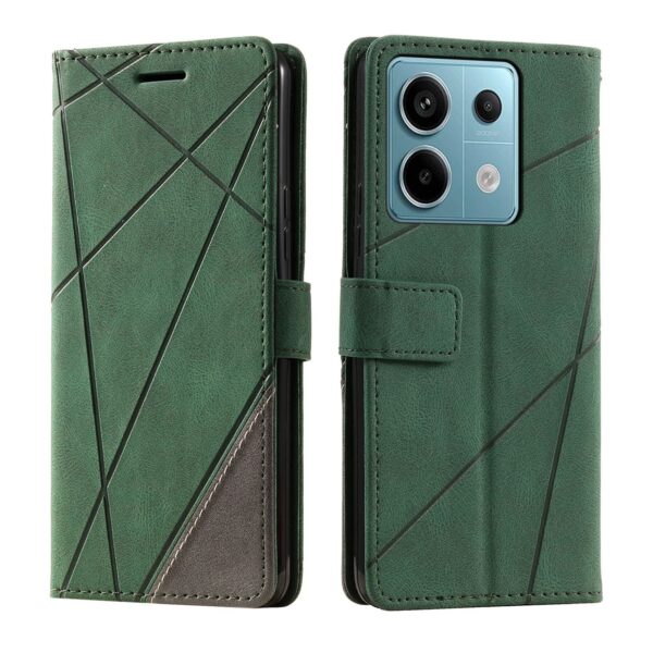 Tel1 Xiaomi Redmi Note 13 Pro 5G Skin Feel Splicing Θήκη Βιβλίο - Green