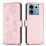 Tel1 Xiaomi Redmi Note 13 Pro 5G Four-leaf Embossed Pattern Θήκη Βιβλίο - Rose Pink
