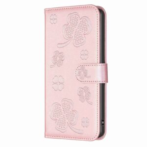 Tel1 Xiaomi Redmi Note 13 Pro 5G Four-leaf Embossed Pattern Θήκη Βιβλίο - Rose Pink