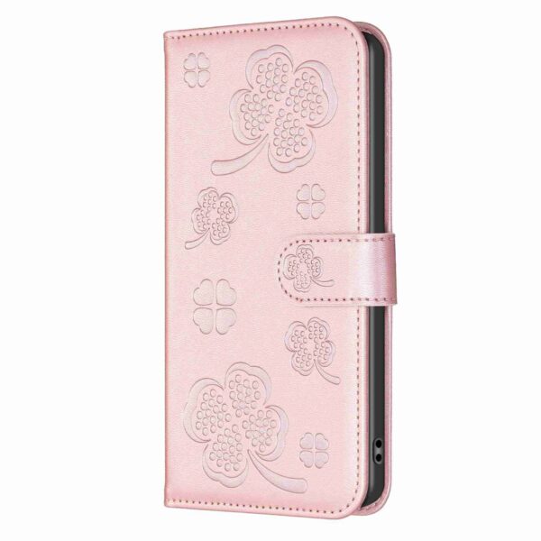 Tel1 Xiaomi Redmi Note 13 Pro 5G Four-leaf Embossed Pattern Θήκη Βιβλίο - Rose Pink