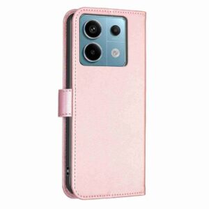 Tel1 Xiaomi Redmi Note 13 Pro 5G Four-leaf Embossed Pattern Θήκη Βιβλίο - Rose Pink