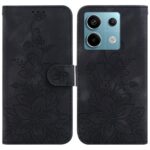 Tel1 Xiaomi Redmi Note 13 Pro 5G Lily Embossing Horizontal Flip Θήκη Βιβλίο - Black