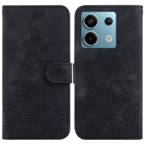Tel1 Xiaomi Redmi Note 13 Pro 5G Lily Embossing Horizontal Flip Θήκη Βιβλίο - Black