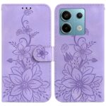 Tel1 Xiaomi Redmi Note 13 Pro 5G Lily Embossing Horizontal Flip Θήκη Βιβλίο - Purple