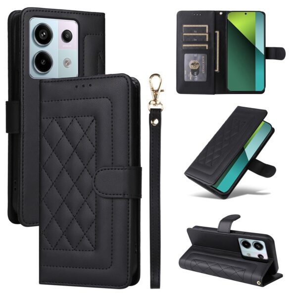 Tel1 Xiaomi Redmi Note 13 Pro 5G Diamond Lattice Wallet Θήκη Βιβλίο - Black