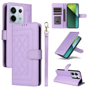 Tel1 Xiaomi Redmi Note 13 Pro 5G Diamond Lattice Leather Wallet Θήκη Βιβλίο - Purple