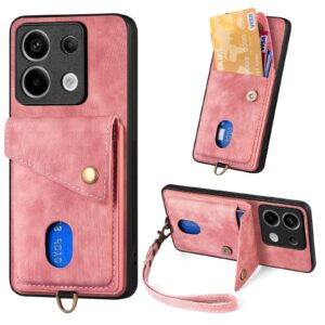 Forcell Xiaomi Redmi Note 13 Pro 5G Retro Card Wallet Fold Θήκη Σιλικόνης - Pink