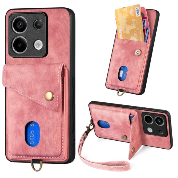 Forcell Xiaomi Redmi Note 13 Pro 5G Retro Card Wallet Fold Θήκη Σιλικόνης - Pink