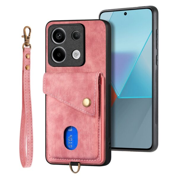 Forcell Xiaomi Redmi Note 13 Pro 5G Retro Card Wallet Fold Θήκη Σιλικόνης - Pink
