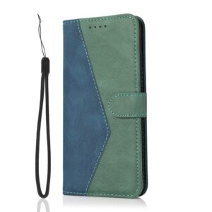 Tel1 Xiaomi Poco C65/ Xiaomi Redmi 13C 4G / 5G Dual-color Stitching Θήκη Βιβλίο - Blue Green