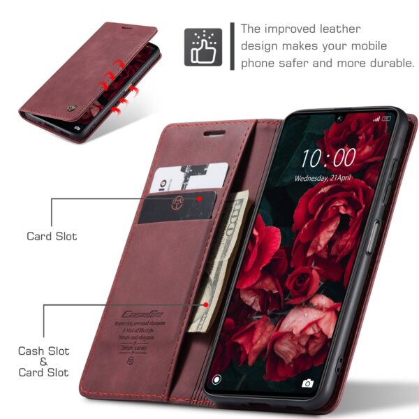 CaseMe 013 Xiaomi Poco C65/ Xiaomi Redmi 13C 4G Multifunctional Flip Θήκη Βιβλίο - Wine Red