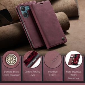 CaseMe 013 Xiaomi Poco C65/ Xiaomi Redmi 13C 4G Multifunctional Flip Θήκη Βιβλίο - Wine Red