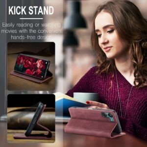 CaseMe 013 Xiaomi Poco C65/ Xiaomi Redmi 13C 4G Multifunctional Flip Θήκη Βιβλίο - Wine Red