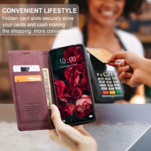 CaseMe 013 Xiaomi Poco C65/ Xiaomi Redmi 13C 4G Multifunctional Flip Θήκη Βιβλίο - Wine Red