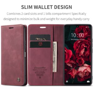 CaseMe 013 Xiaomi Poco C65/ Xiaomi Redmi 13C 4G Multifunctional Flip Θήκη Βιβλίο - Wine Red