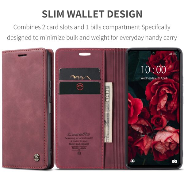 CaseMe 013 Xiaomi Poco C65/ Xiaomi Redmi 13C 4G Multifunctional Flip Θήκη Βιβλίο - Wine Red