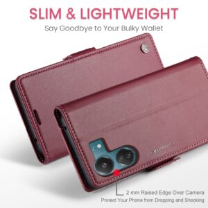 CaseMe 023 Xiaomi Poco C65/ Xiaomi Redmi 13C 4G/ 5G RFID Butterfly Buckle Litchi Θήκη Βιβλίο - Wine Red