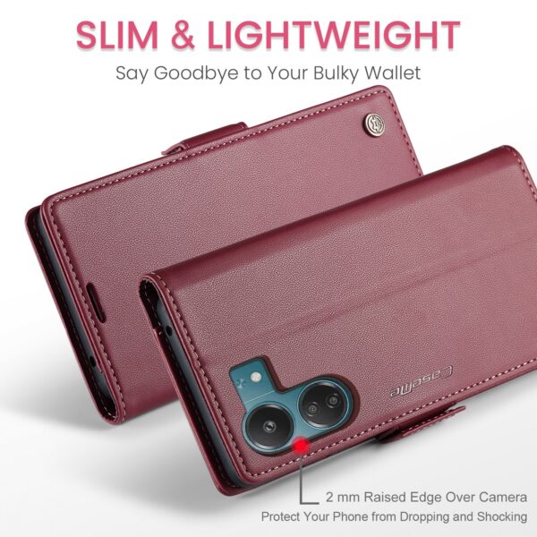 CaseMe 023 Xiaomi Poco C65/ Xiaomi Redmi 13C 4G/ 5G RFID Butterfly Buckle Litchi Θήκη Βιβλίο - Wine Red