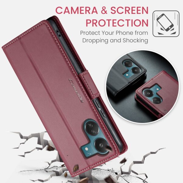 CaseMe 023 Xiaomi Poco C65/ Xiaomi Redmi 13C 4G/ 5G RFID Butterfly Buckle Litchi Θήκη Βιβλίο - Wine Red
