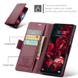 CaseMe 023 Xiaomi Poco C65/ Xiaomi Redmi 13C 4G/ 5G RFID Butterfly Buckle Litchi Θήκη Βιβλίο - Wine Red