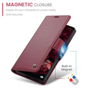 CaseMe 023 Xiaomi Poco C65/ Xiaomi Redmi 13C 4G/ 5G RFID Butterfly Buckle Litchi Θήκη Βιβλίο - Wine Red