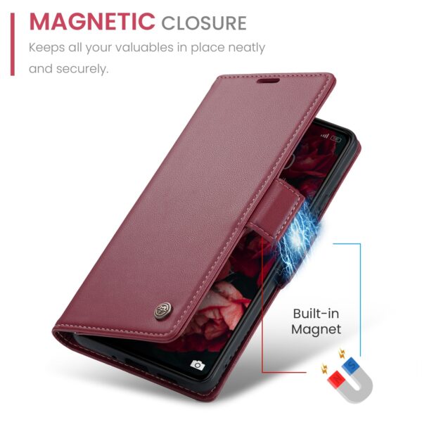 CaseMe 023 Xiaomi Poco C65/ Xiaomi Redmi 13C 4G/ 5G RFID Butterfly Buckle Litchi Θήκη Βιβλίο - Wine Red