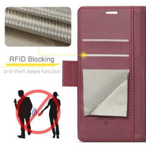 CaseMe 023 Xiaomi Poco C65/ Xiaomi Redmi 13C 4G/ 5G RFID Butterfly Buckle Litchi Θήκη Βιβλίο - Wine Red
