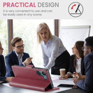 CaseMe 023 Xiaomi Poco C65/ Xiaomi Redmi 13C 4G/ 5G RFID Butterfly Buckle Litchi Θήκη Βιβλίο - Wine Red