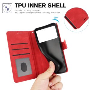 Tel1 Xiaomi Poco X6 Pro 5G Fantasy Skin-feel Calfskin Θήκη Βιβλίο - Red