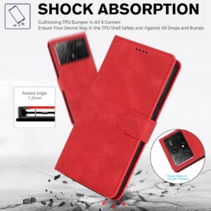 Tel1 Xiaomi Poco X6 Pro 5G Fantasy Skin-feel Calfskin Θήκη Βιβλίο - Red