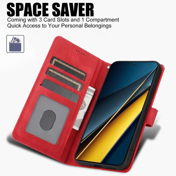 Tel1 Xiaomi Poco X6 Pro 5G Fantasy Skin-feel Calfskin Θήκη Βιβλίο - Red