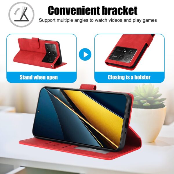 Tel1 Xiaomi Poco X6 Pro 5G Fantasy Skin-feel Calfskin Θήκη Βιβλίο - Red