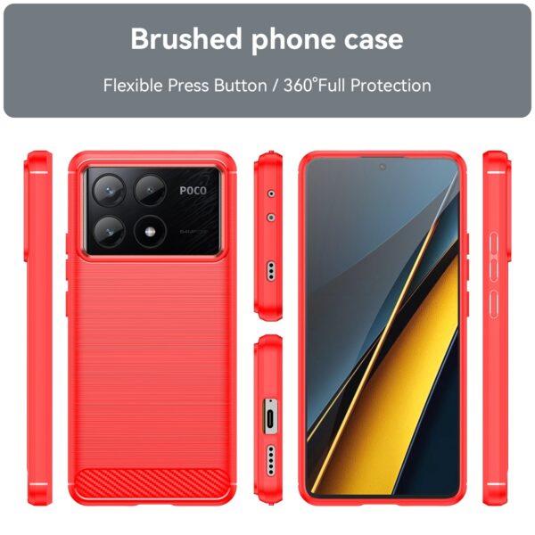 Forcell Xiaomi Poco X6 Pro 5G Carbon Fiber Θήκη Σιλικόνης - Red