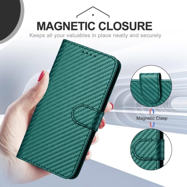 Tel1 Xiaomi Poco X6 Pro 5G Carbon Fiber Magnetic Buckle Θήκη Βιβλίο - Green