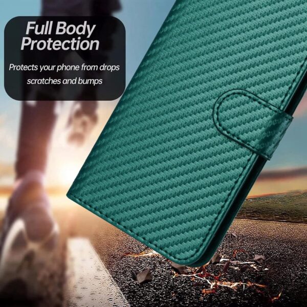 Tel1 Xiaomi Poco X6 Pro 5G Carbon Fiber Magnetic Buckle Θήκη Βιβλίο - Green