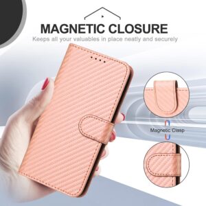 Tel1 Xiaomi Poco X6 Pro 5G Carbon Fiber Magnetic Buckle Θήκη Βιβλίο - Pink