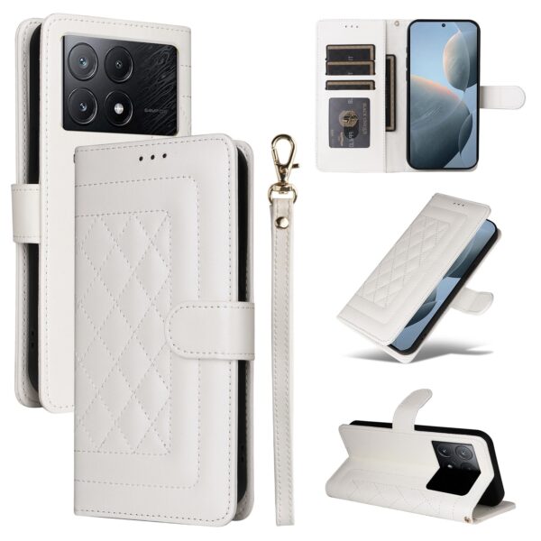 Tel1 Xiaomi Poco X6 Pro 5G Diamond Lattice Flip Θήκη Βιβλίο - White Tel1 Xiaomi Poco X6 Pro 5G Diamond Lattice Flip Θήκη Βιβλίο - White