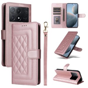 Tel1 Xiaomi Poco X6 Pro 5G Diamond Lattice Flip Θήκη Βιβλίο - Rose Gold