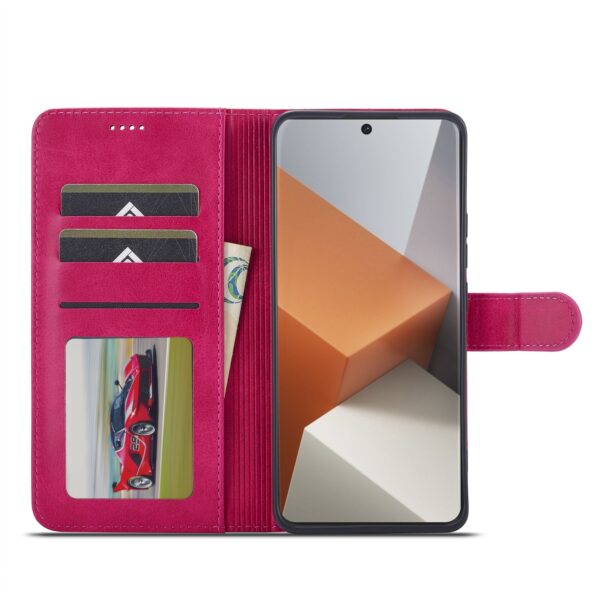 LC.IMEEKE Xiaomi Redmi Note 13 Pro Plus 5G Calf Texture Θήκη Βιβλίο - Fuchsia