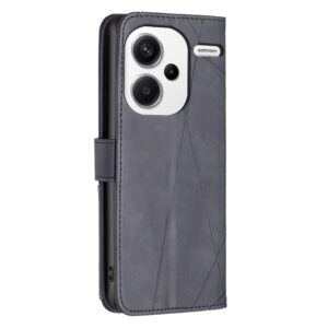 Tel1 Xiaomi Redmi Note 13 Pro Plus 5G Magnetic Buckle Rhombus Texture Θήκη Βιβλίο - Black