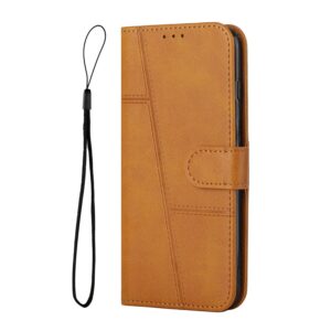 Tel1 Xiaomi Redmi Note 13 Pro Plus 5G Stitching Calf Texture Buckle Θήκη Βιβλίο - Brown