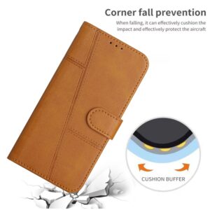 Tel1 Xiaomi Redmi Note 13 Pro Plus 5G Stitching Calf Texture Buckle Θήκη Βιβλίο - Brown