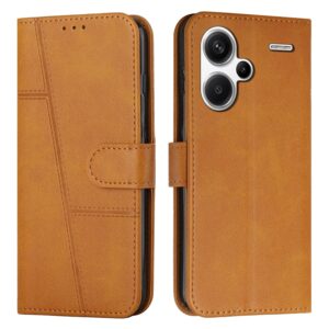 Tel1 Xiaomi Redmi Note 13 Pro Plus 5G Stitching Calf Texture Buckle Θήκη Βιβλίο - Brown