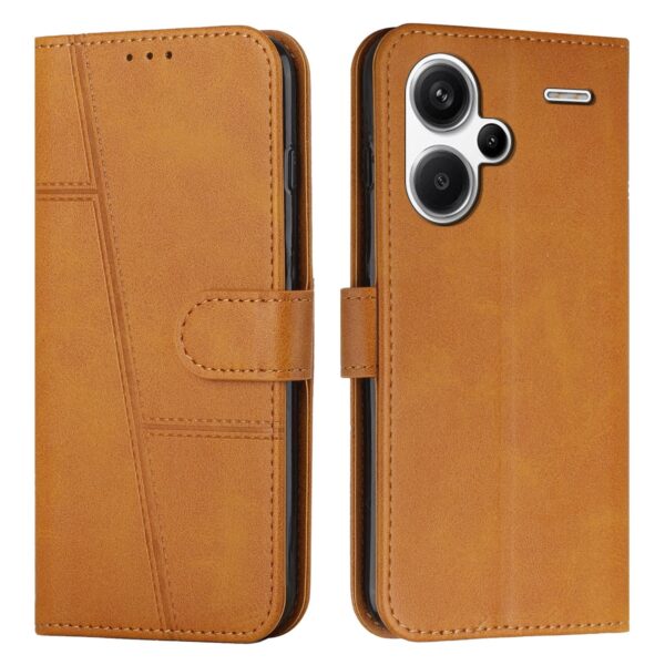 Tel1 Xiaomi Redmi Note 13 Pro Plus 5G Stitching Calf Texture Buckle Θήκη Βιβλίο - Brown