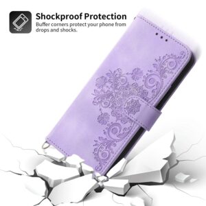 Tel1 Xiaomi Poco X6 Pro 5G Skin-Feel Flowers Embossed Θήκη Βιβλίο - Purple