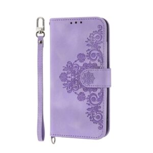 Tel1 Xiaomi Poco X6 Pro 5G Skin-Feel Flowers Embossed Θήκη Βιβλίο - Purple